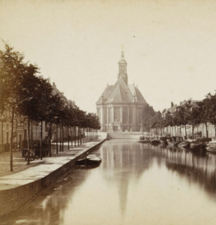 View of the Nieuwe Kerk in The Hague, seen from the Wijnhaven, The Hague, Nieuwe Kerk, stereograph,