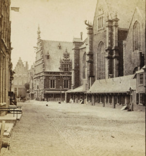 Kostershuis Haarlem, View of a street in Haarlem, stereograph, inscription: 'RBK', Haarlem, 1873 -