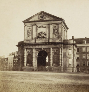 Rotterdam, Delftse Poort, View of the Delftse Poort in Rotterdam, stereograph, 1873 - 1890,