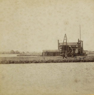 View of a state peat press machine in the low moor southeast of Amsterdam, In the low moor,