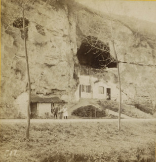 View of rock houses in Geulem, Limburg, Rock houses, Geographical sculpture gallery, stereograph,