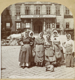 Vienna, Group of Market Women, Group of market women in the square Am Hof, stereograph, number: