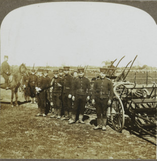 Artillery Wagons of First Division, Seoul, Korea, Korean soldiers for weaponry, stereograph,