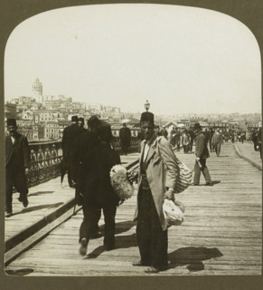 Galata, the Foreign part of Constantinople, from the Outer Bridge, Fan seller on the Galata Bridge
