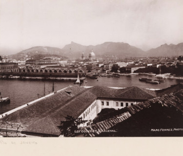 View of the port and the arsenal of Rio de Janeiro, Les docks et l'arsenal, photomechanical print,