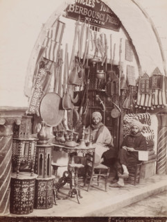 Barbouchi Frères in front of their shop in the Souk el-Trouk in the Medina of Tunis, Boutique de