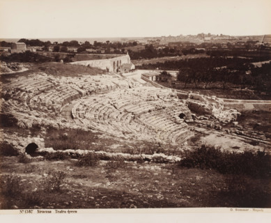 Teatro greco, View of the ruins of the Greek amphitheater in Syracuse, Sicily, Siracusa,