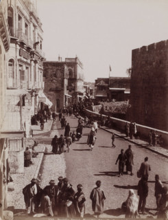 David's Street, David's Straße, Rue de David, View of David Street in Jerusalem, in the distance