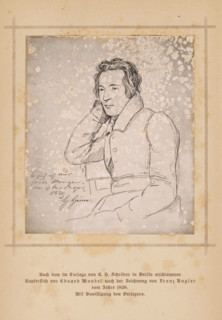 Photo reproduction of an etched portrait of Heinrich Heine by Eduard Mandel after a drawing by
