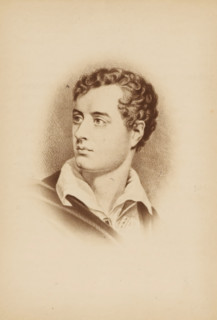 Photo reproduction of a drawn portrait of Lord Byron, Lord Byron, photograph, reproduction, page,