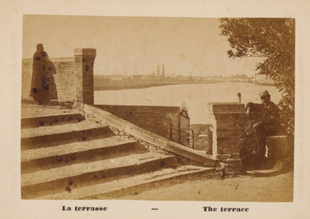 View of Venice from the quay of San Lazzaro degli Armeni, La terrasse, The terrace, photograph,