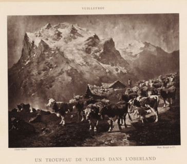 Un troupeau de vaches dans l'Oberland, Photo reproduction of the painting 'Un troupeau de vaches