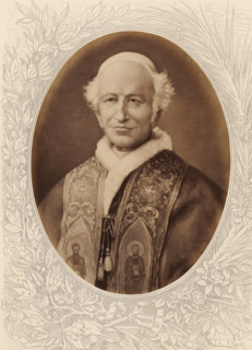 Photo reproduction of a painted portrait of Pope Leo XIII, Leo XIII, Papst, photograph,