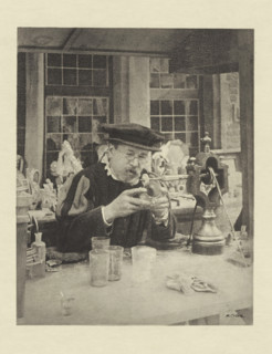 Le Graveur sur fout, Man engraves on glass, photomechanical print, photographer: Henri Colon,