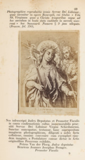 Photo reproduction of an engraving of Liduina van Schiedam by Pieter de Jode I, photograph,