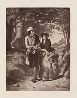 Photo reproduction of an engraving after the painting The village rose by Thomas Brooks,