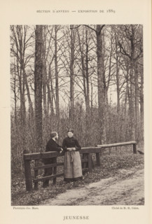 Jeunesse, Man and woman, talking in a forest, page, photomechanical print, inscription: 'Section