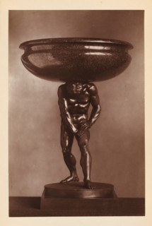 Porphyry bowl supported by a bronze statue of Hercules, from the collection of Christopher Beckett