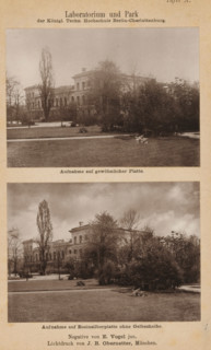 View of the laboratory of the Royal Technical College Charlottenburg, Laboratorium und Park der