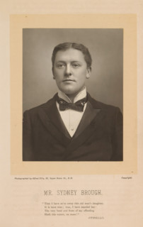 Portrait of Sydney Brough, Mr. Sydney Brough, photograph, page, inscription: ''The Theater'