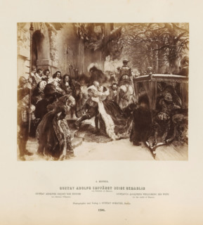 Photo reproduction of a painting of Gustav II Adolf receiving his wife by Adolph Menzel, Gustav