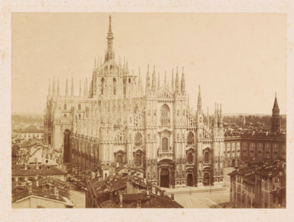View of the Milan Cathedral, photograph, signature: 'Fotografia Artistica P. Pozzi Milano',