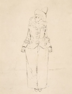 Pierrot and Pied, Portrait of Lady Archibald Campbell, print, printmaker: Théodore Roussel (signed