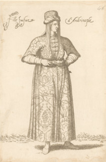 Jewish girl from Andrinople or Edirne in Thrace, Fille juifve d'Andrinople, print, album page, book