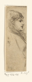 Portrait of a woman, Croquis de mendiante (original title), print, printmaker: Philip Zilcken, 1890