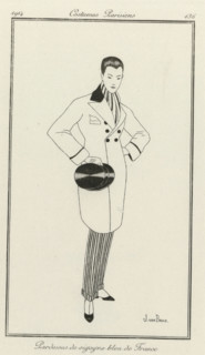 Journal des Dames et des Modes, Costumes Parisiens, 1914, No. 136 : Pardessus de vigogna, fashion
