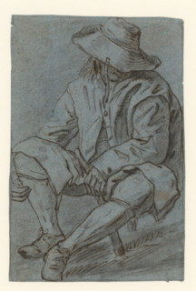 Sitting man, drawing, draftsman (artist): Pieter Bodding van Laer (possibly), c. 1600 - c. 1642,