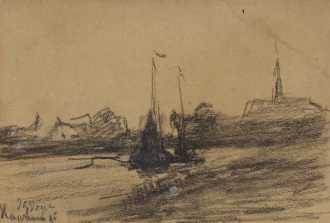 Boats on the water near Haarlem, drawing, date and inscription: 'Haarlem 95', draftsman (artist):