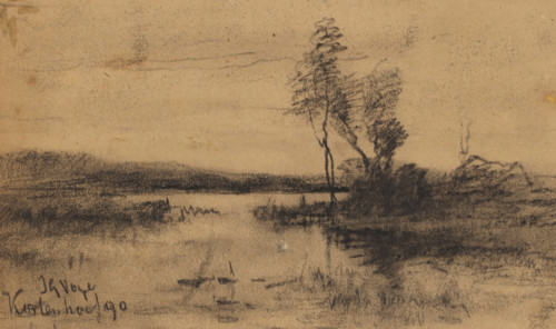 Landscape with water at Kortenhoef, drawing, date and inscription: 'Kortenhoef 90', draftsman