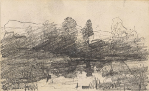 Landscape at Kortenhoef, drawing, date and inscription: 'Kortenhoef 91', draftsman (artist):