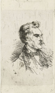 Portrait of artist Frederik Hendrik Weissenbruch, print, printmaker: Bernardus Johannes Blommers,
