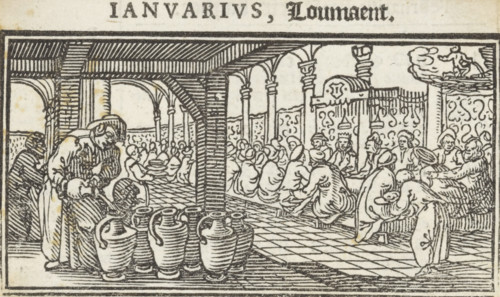 Wedding at Cana, January, Months of the year, print, book illustration, At the wedding at Cana,