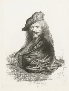 Portrait of Rembrandt Harmensz. van Rijn, print, printmaker: Jan Caramelli, Netherlands, after