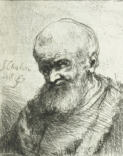Old man, print, The portrait is of an old man with a beard and a fur coat. Bust facing left.,