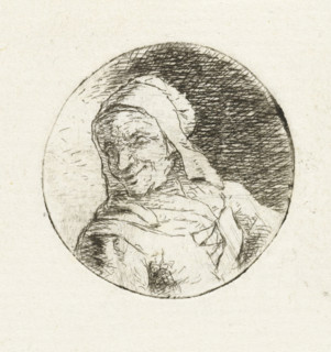 Bust of an unknown woman, print, In a round frame, the bust of an unknown adult woman. Bust facing