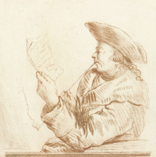 Portrait of the artist Johannes Janson, print, Johannes Janson, with hat and long-stemmed pipe,