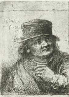 Two male portraits, print, Two portraits on an uncut sheet. The left portrait is of an unknown man
