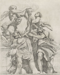 Two apostles and three angels, Dome decorations by Correggio in the S. Giovanni Evangelista in