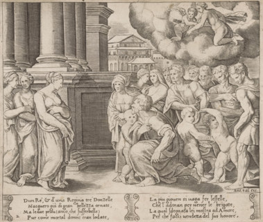 Psyche as a goddess worshipped by the people, Story of Cupid and Psyche, print, Series number, 2,