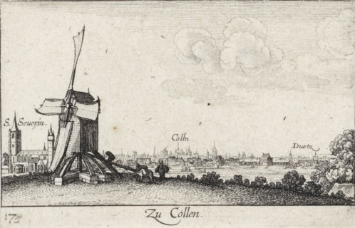 View of Cologne with mill in foreground, Zu Cöllen, Cityscapes and landscapes, Amoenissimae Aliquot