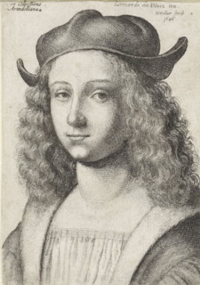Portrait of a young man with long curly hair and a hat, print, printmaker: Wenceslaus Hollar,