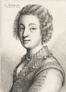 Portrait of young woman with short curly hair, print, printmaker: Wenceslaus Hollar, Antwerp, after