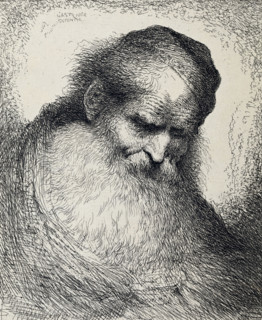 Head of a sleeping old man, Large study of heads with Oriental headgear, print, A sleeping old man