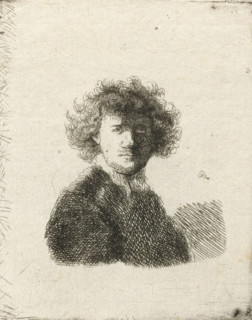 Self-portrait with curly hair and white collar: bust, print, printmaker: Ignace-Joseph de Claussin,