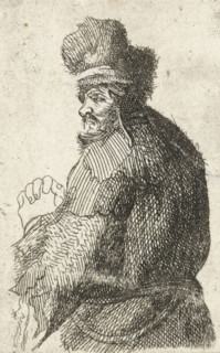 Old man seen from behind, profile right: half figure, print, printmaker, after print by, Rembrandt