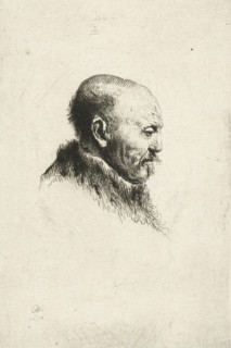 Bald headed man in profile right: the artist's father (?), print, printmaker: Ignace-Joseph de